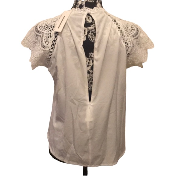 Crochet Lace Trim Splicing Casual Blouse - Picture 3 of 6